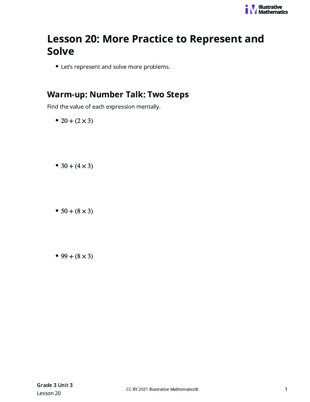 Grade3 3 20 Lesson Student Task Statements
