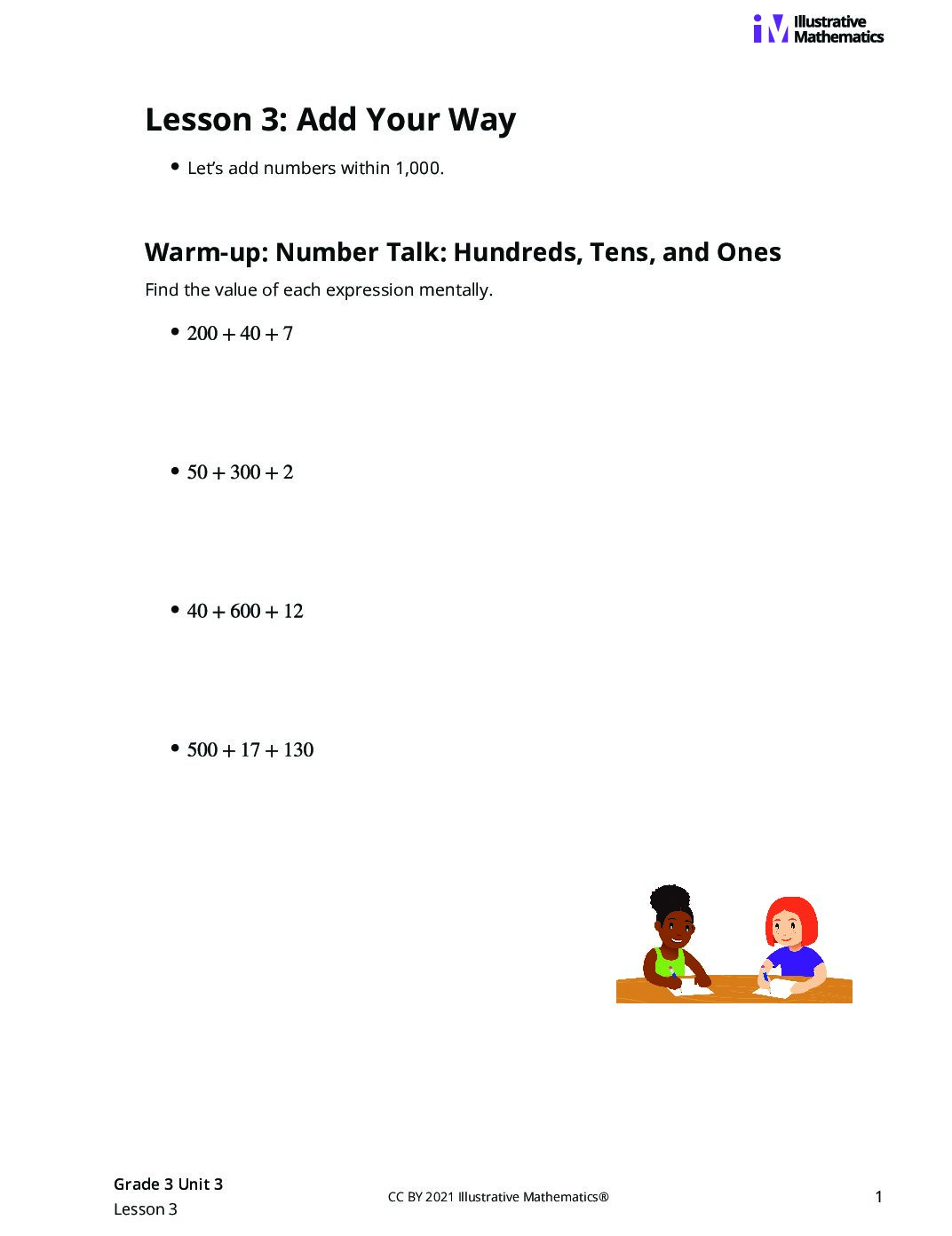 Grade3 3 3 Lesson Student Task Statements