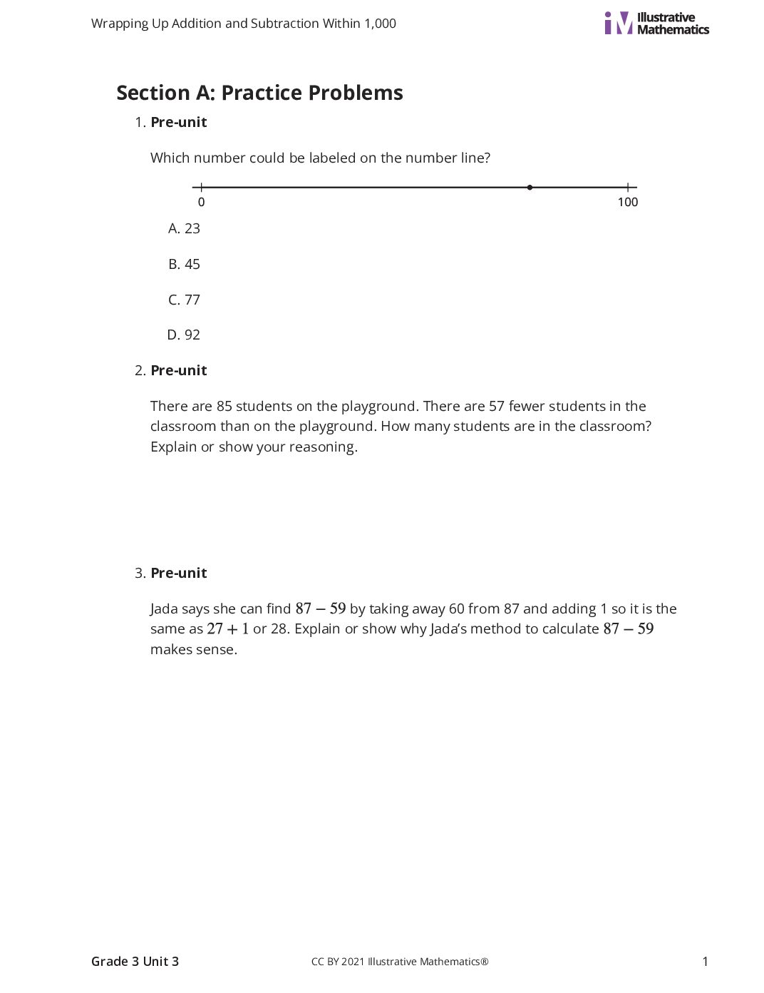Grade3 3 A Add Within 1,000 Curated Practice Problem Set
