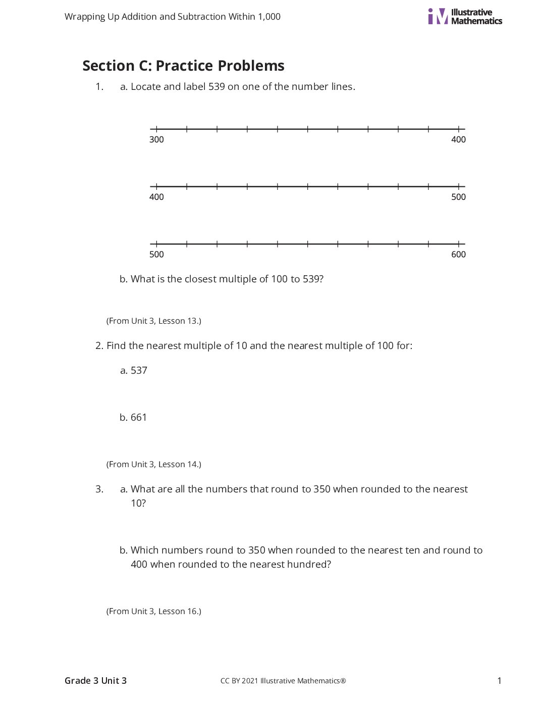 Grade3 3 C Round Within 1,000 Curated Practice Problem Set