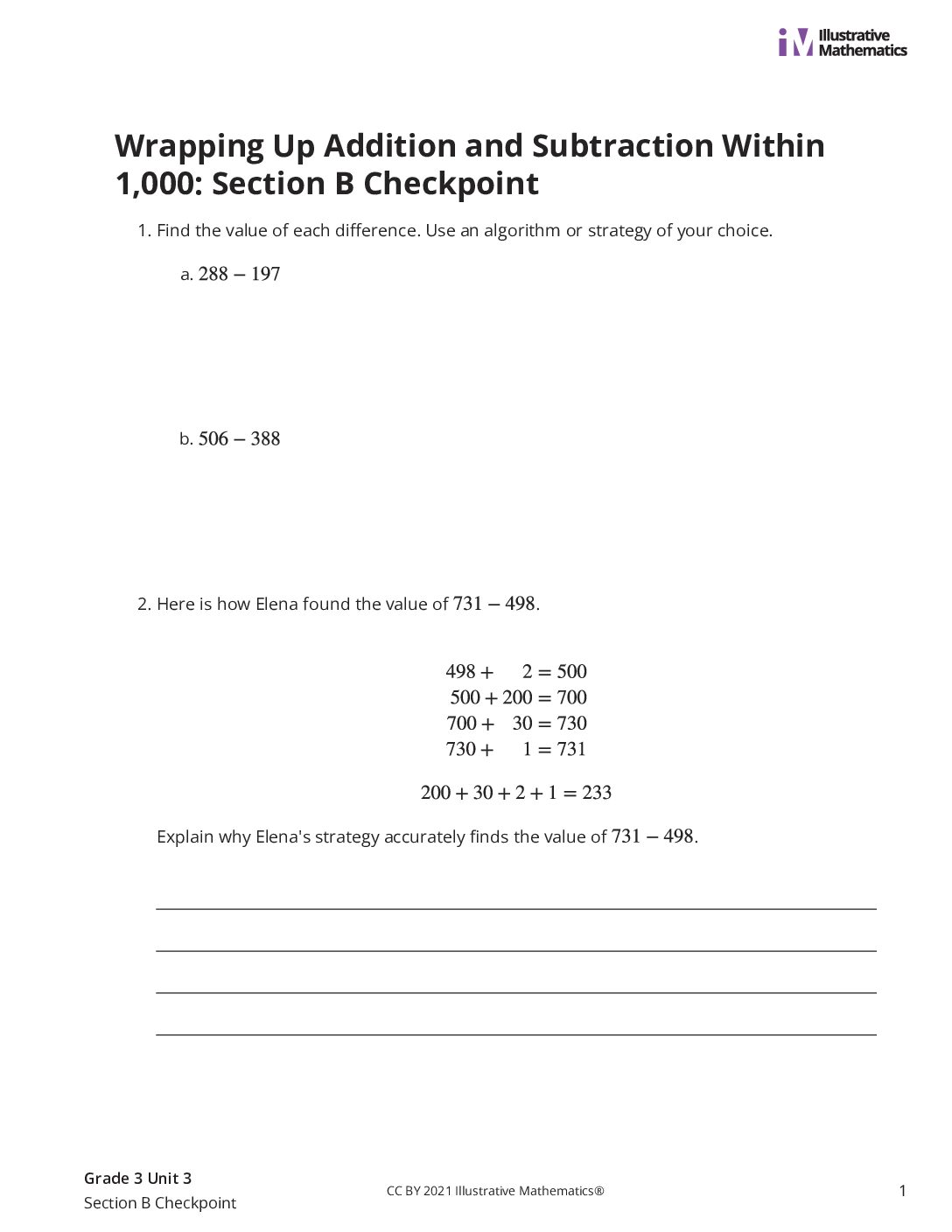 Grade3 3 Section B Checkpoint Assessment