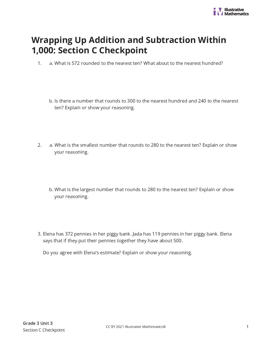 Grade3 3 Section C Checkpoint Assessment