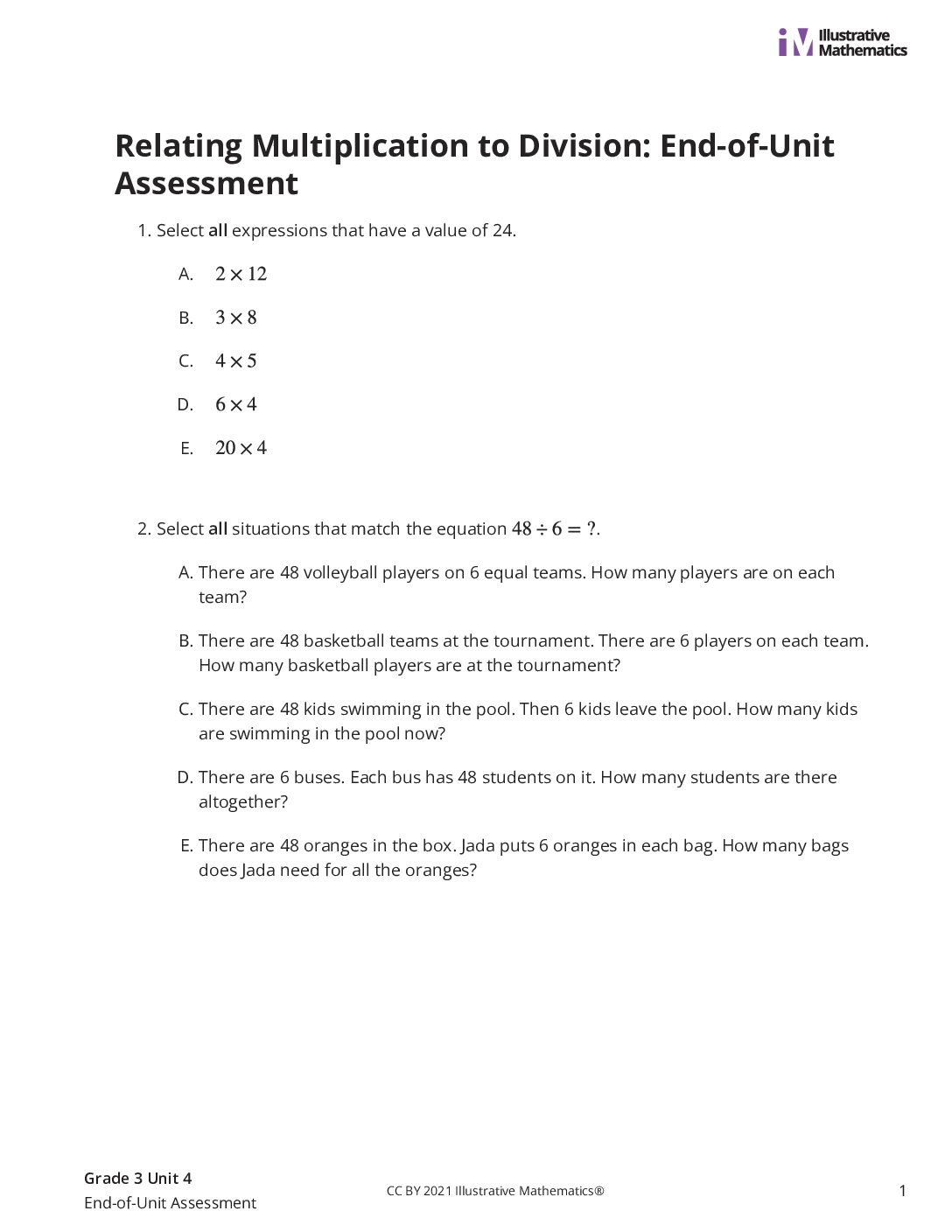 Grade3 4 End Of Unit Assessment Assessment