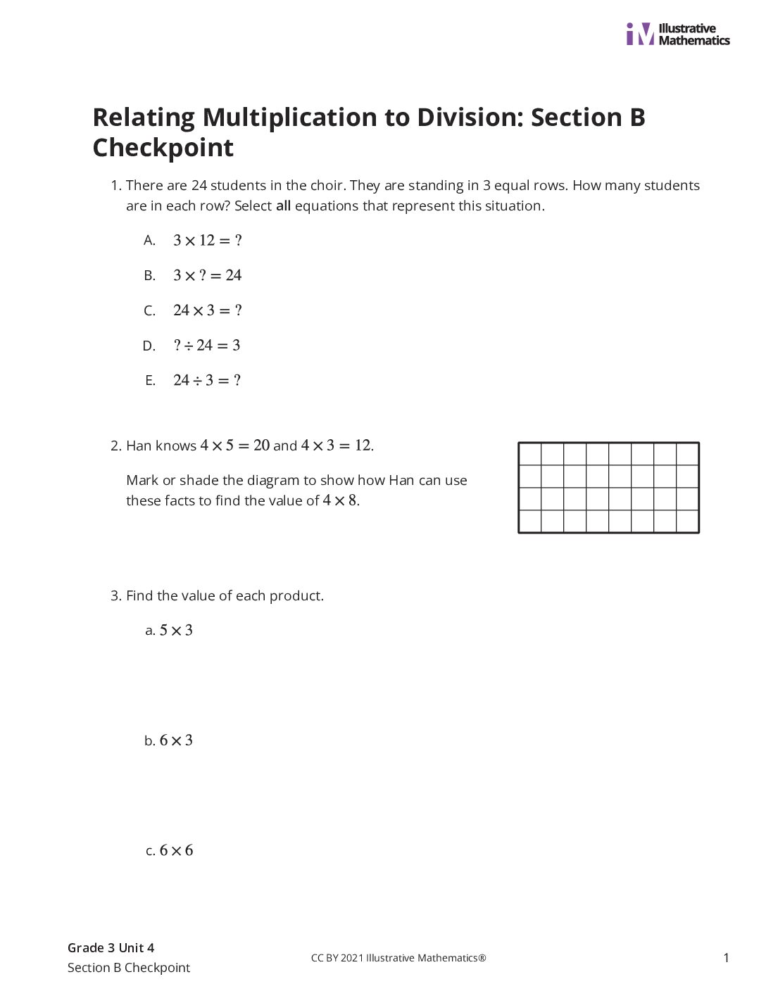 Grade3 4 Section B Checkpoint Assessment