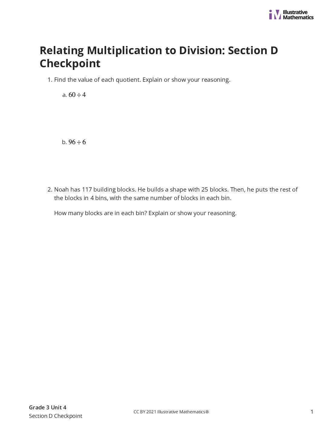Grade3 4 Section D Checkpoint Assessment