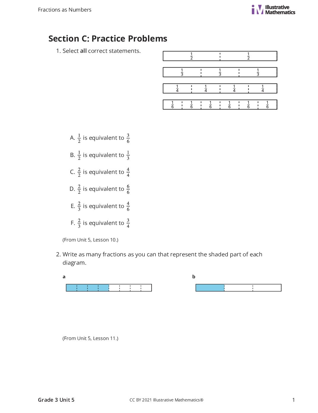 Grade3 5 C Equivalent Fractions Curated Practice Problem Set