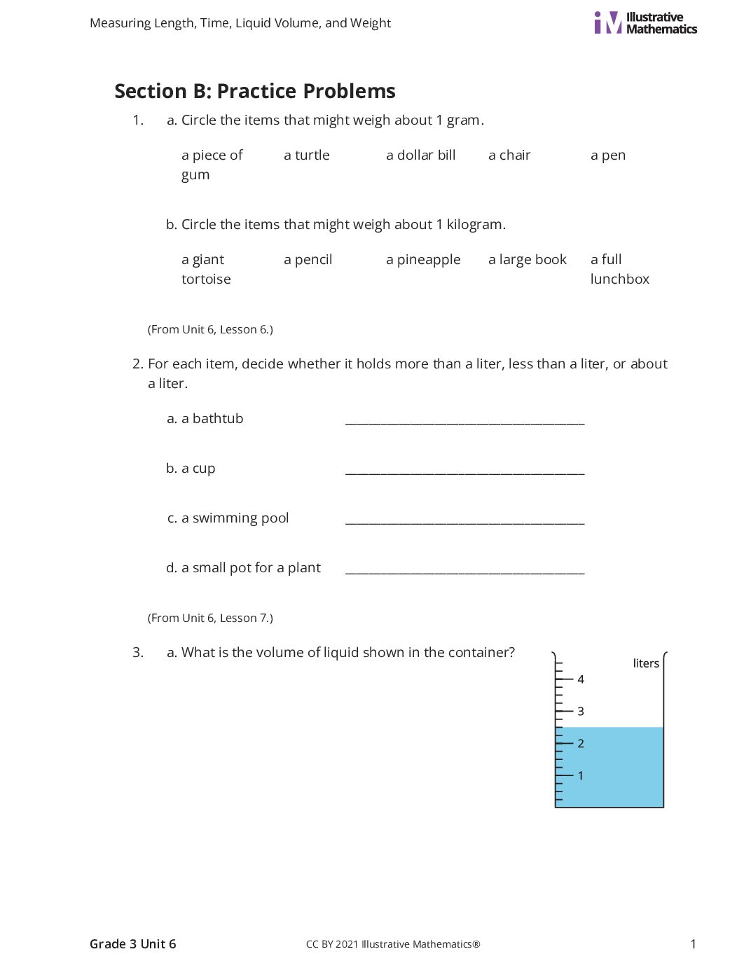 Grade3 6 B Weight And Liquid Volume Curated Practice Problem Set