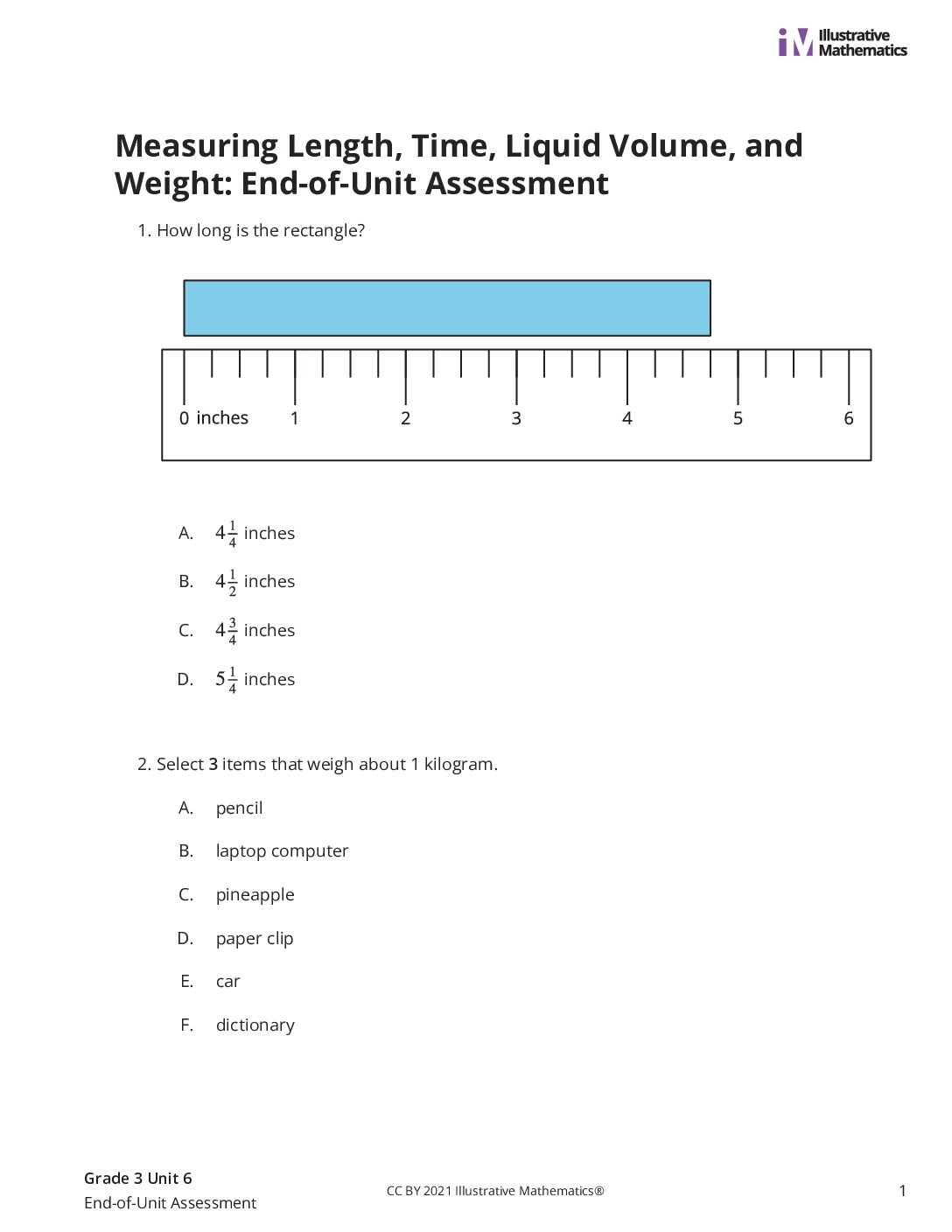 Grade3 6 End Of Unit Assessment Assessment
