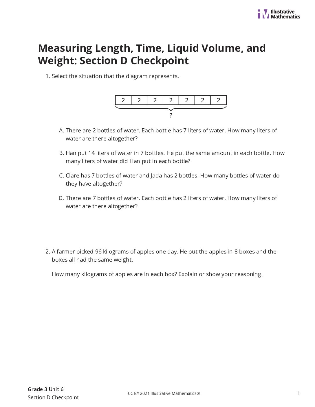 Grade3 6 Section D Checkpoint Assessment