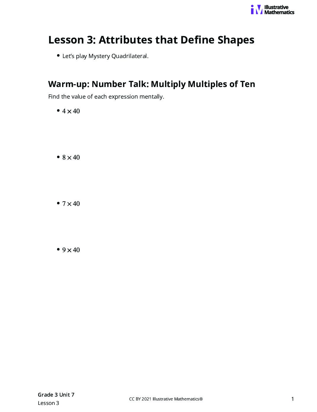 Grade3 7 3 Lesson Student Task Statements