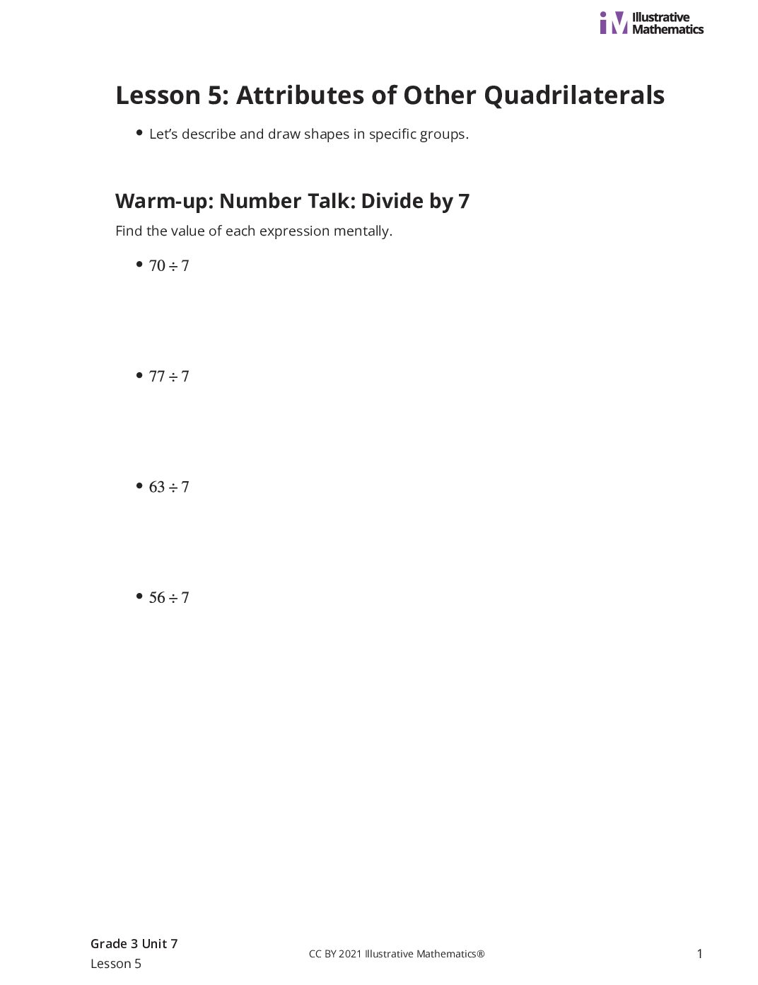 Grade3 7 5 Lesson Student Task Statements