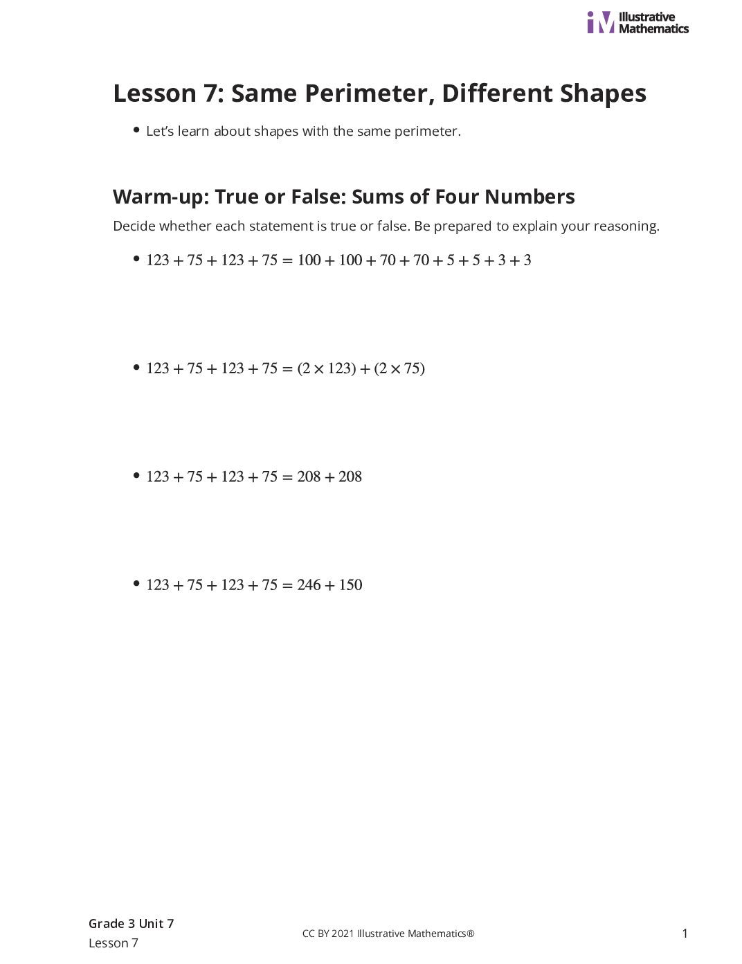 Grade3 7 7 Lesson Student Task Statements