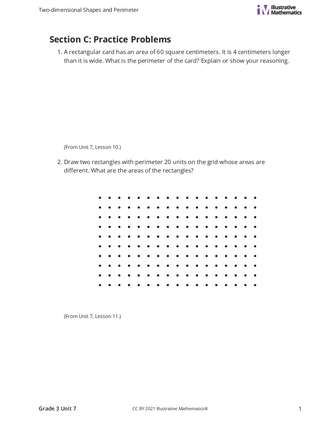 Grade3 7 C Expanding On Perimeter Curated Practice Problem Set