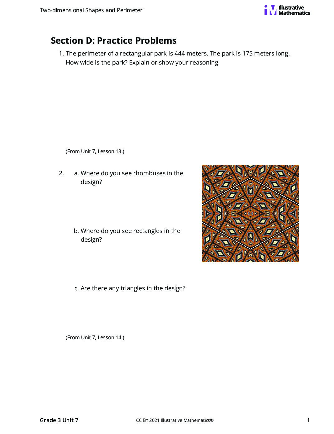 Grade3 7 D Design With Perimeter And Area Curated Practice Problem Set