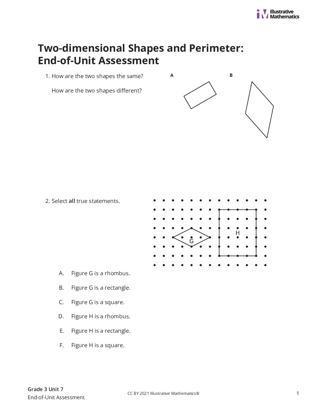 Grade3 7 End Of Unit Assessment Assessment