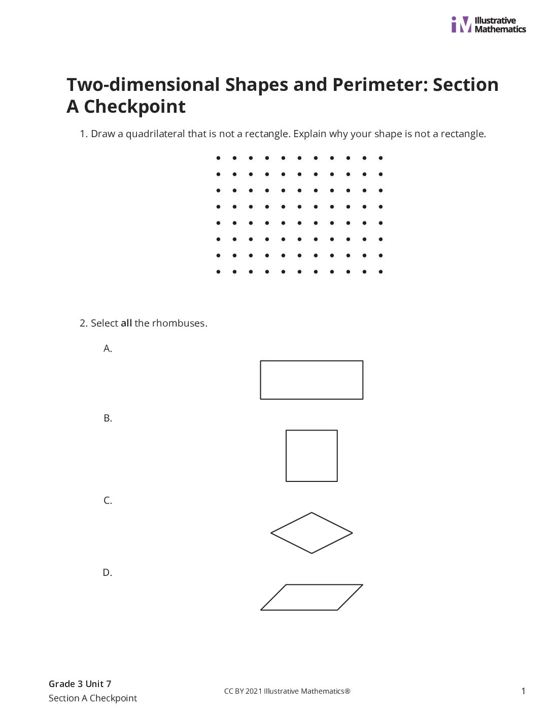 Grade3 7 Section A Checkpoint Assessment