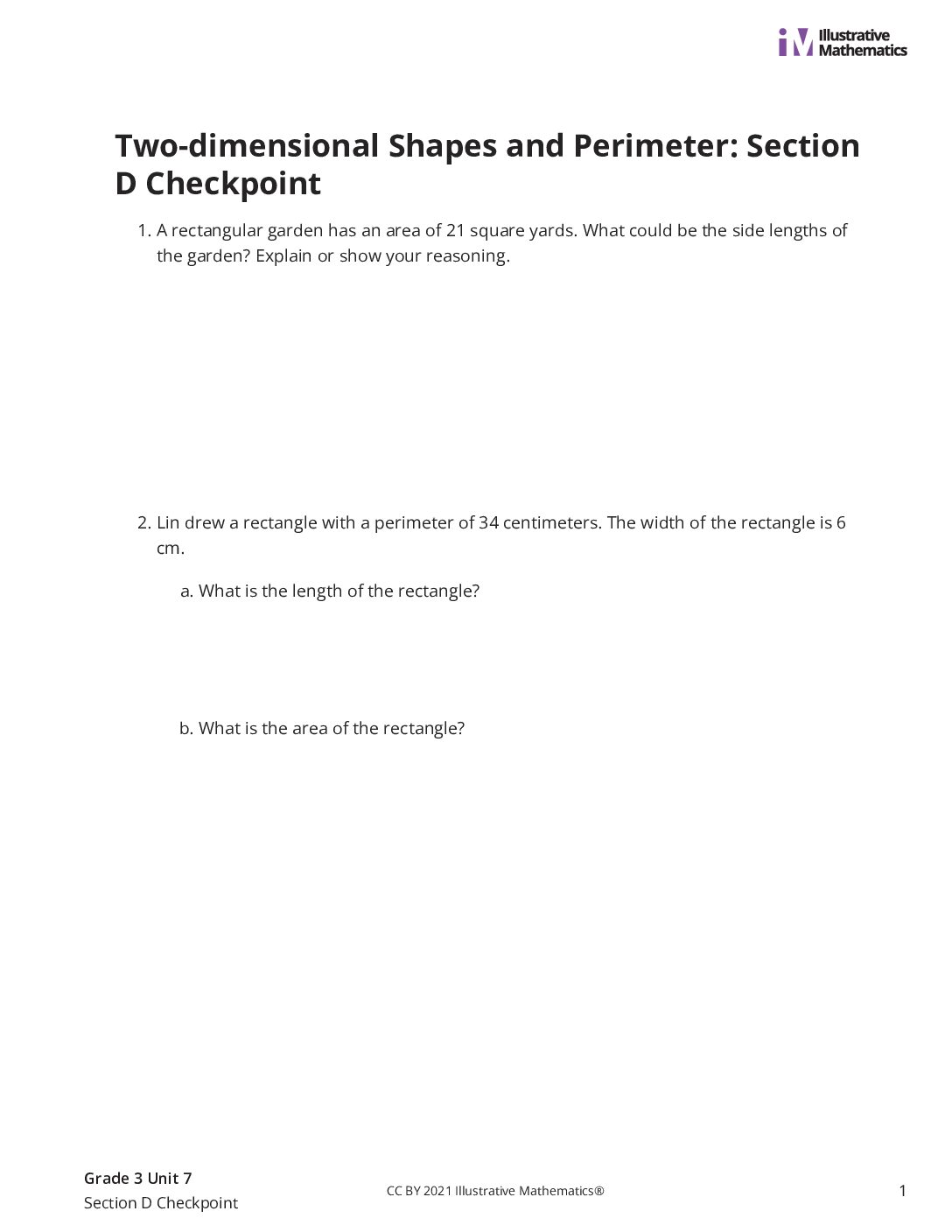 Grade3 7 Section D Checkpoint Assessment