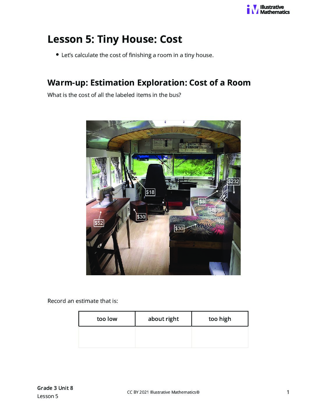 Grade3 8 5 Lesson Student Task Statements