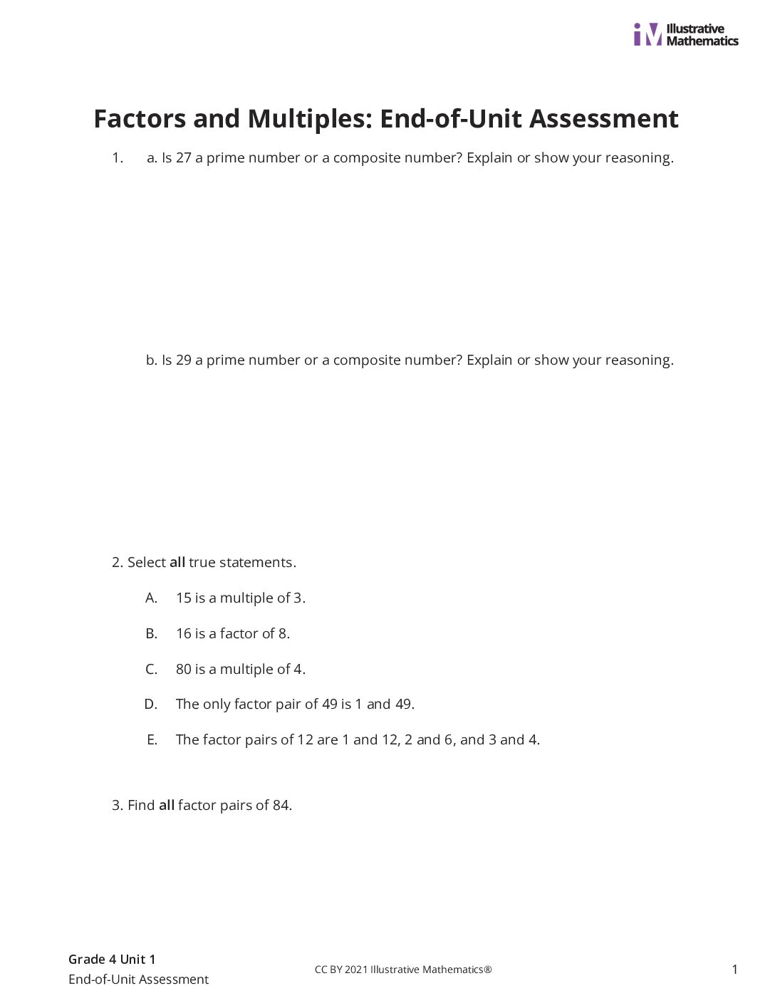 Grade4 1 End Of Unit Assessment Assessment