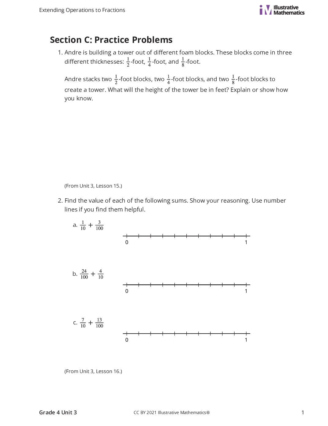 Grade4 3 C Addition Of Tenths And Hundredths Curated Practice Problem Set