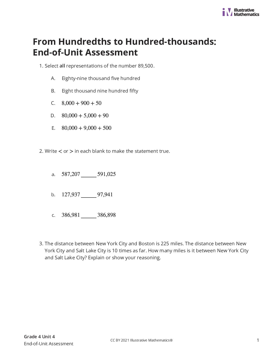 Grade4 4 End Of Unit Assessment Assessment