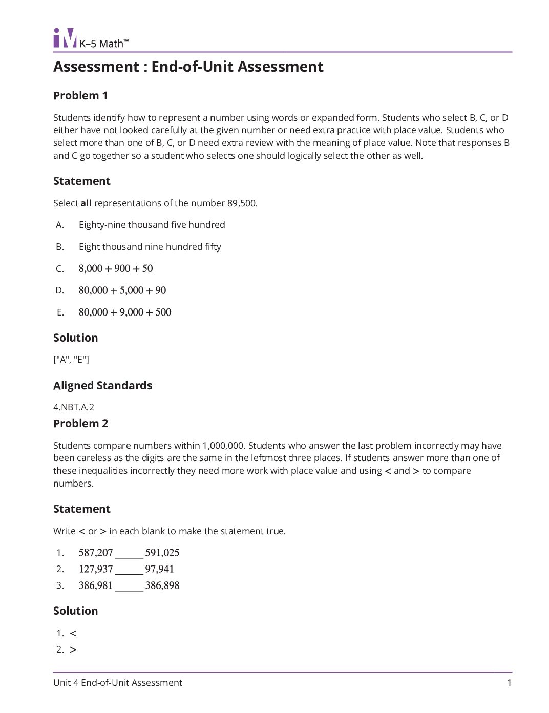 Grade4 4 End Of Unit Assessment Teacher Guide