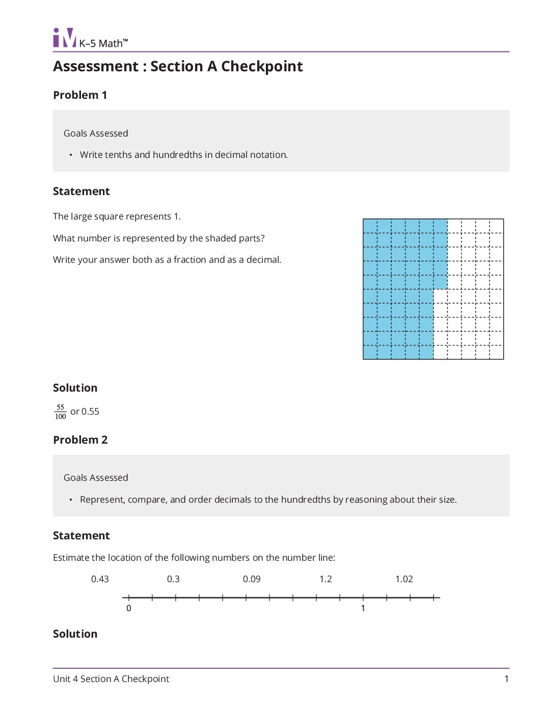Grade4 4 Section A Checkpoint Teacher Guide