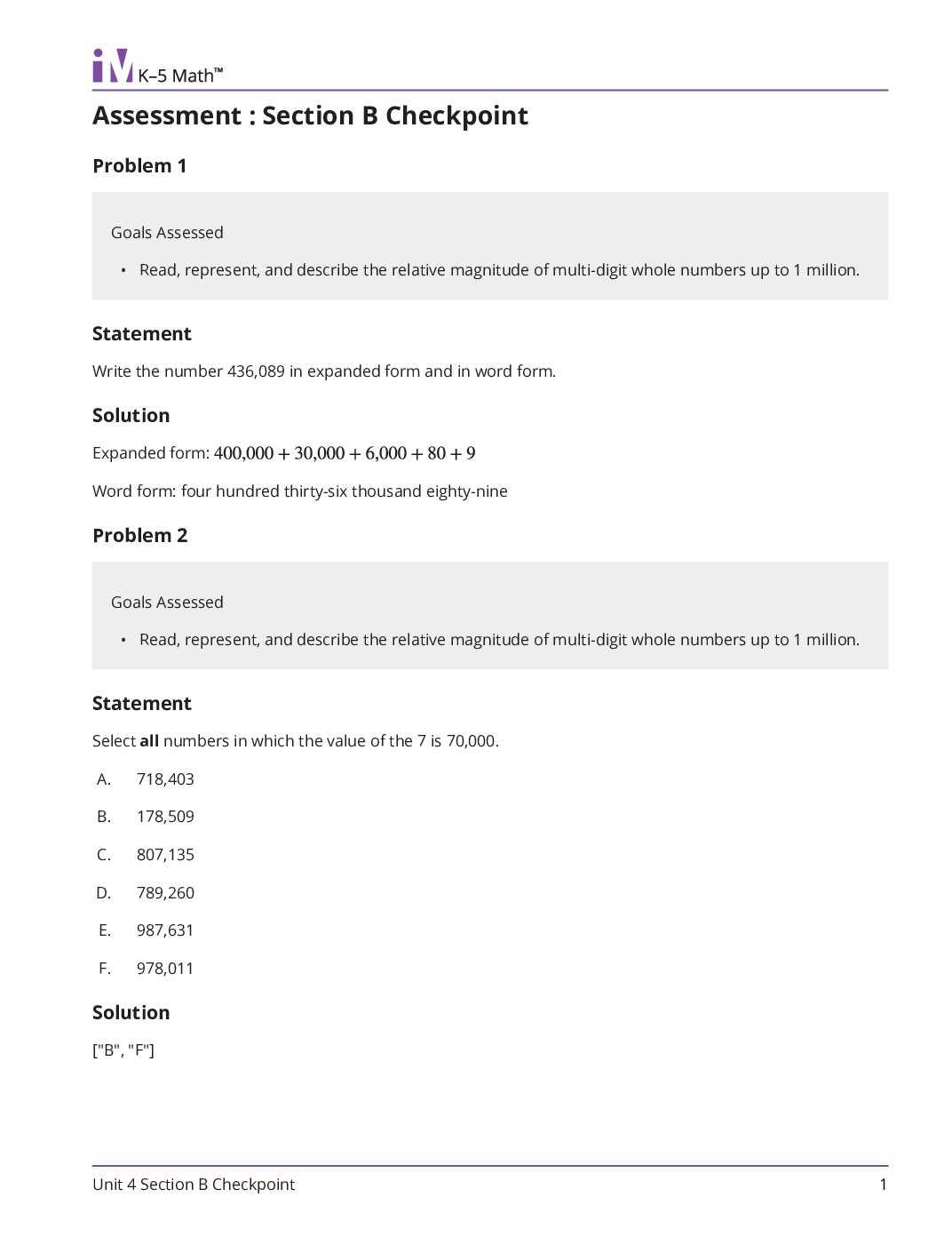 Grade4 4 Section B Checkpoint Teacher Guide