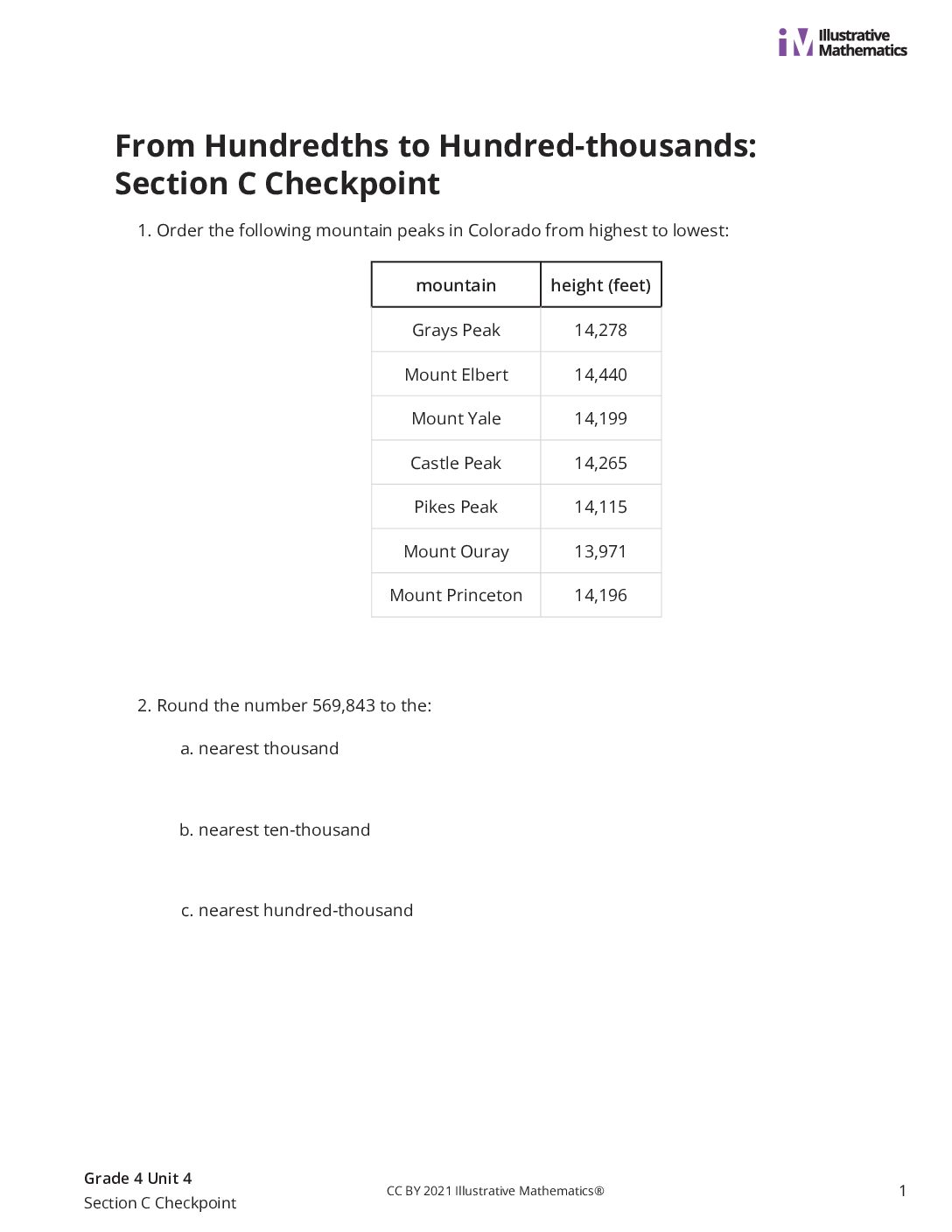Grade4 4 Section C Checkpoint Assessment