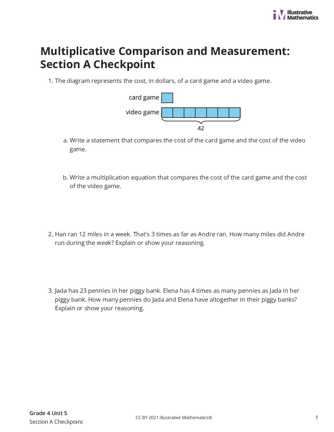Grade4 5 Section A Checkpoint Assessment