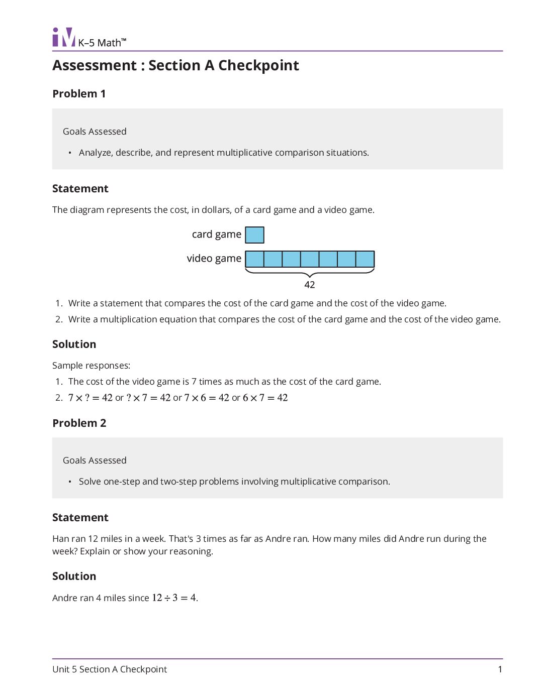 Grade4 5 Section A Checkpoint Teacher Guide