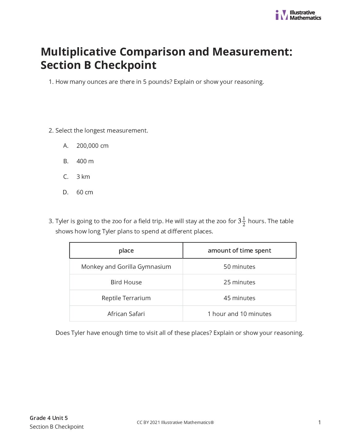 Grade4 5 Section B Checkpoint Assessment