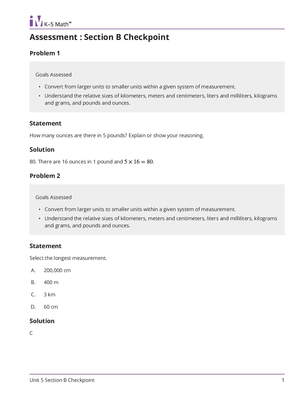 Grade4 5 Section B Checkpoint Teacher Guide