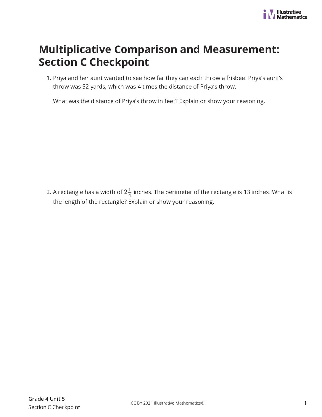 Grade4 5 Section C Checkpoint Assessment