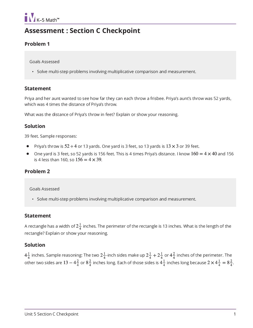 Grade4 5 Section C Checkpoint Teacher Guide
