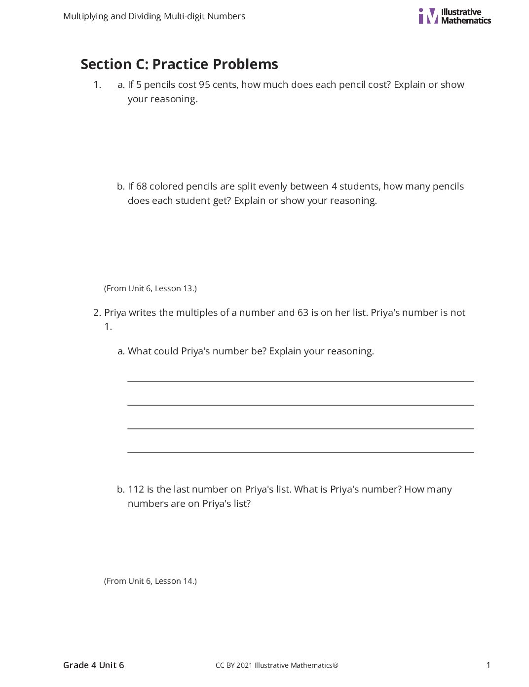 Grade4 6 C Multi Digit Division Curated Practice Problem Set