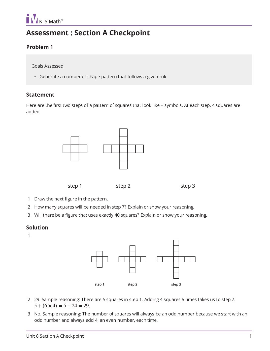 Grade4 6 Section A Checkpoint Teacher Guide