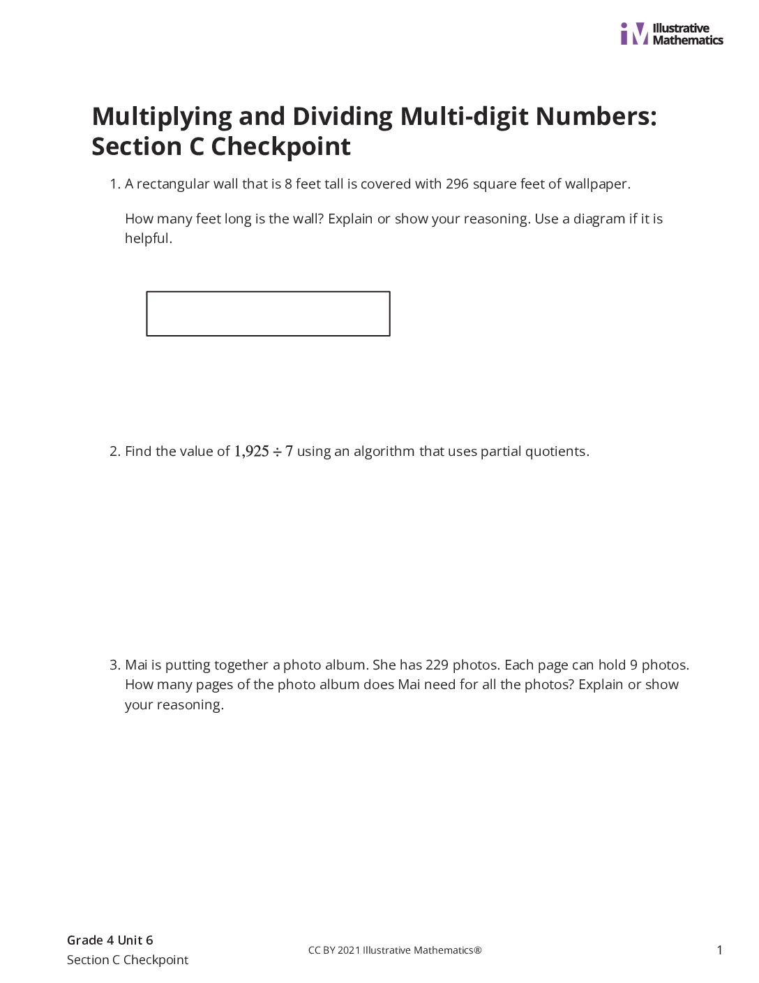 Grade4 6 Section C Checkpoint Assessment