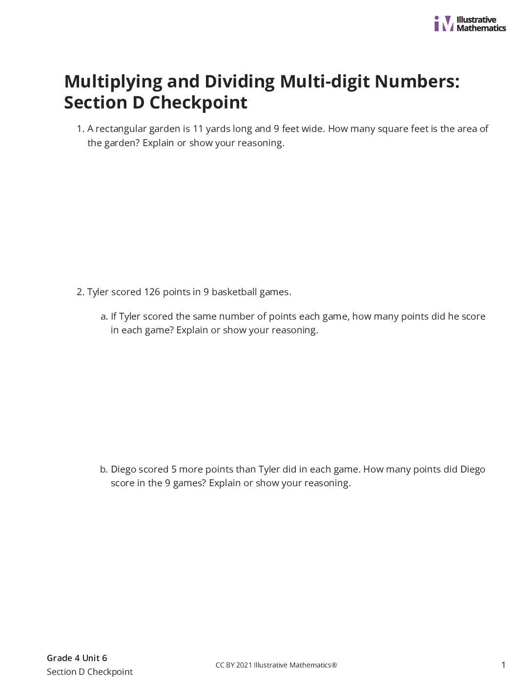Grade4 6 Section D Checkpoint Assessment