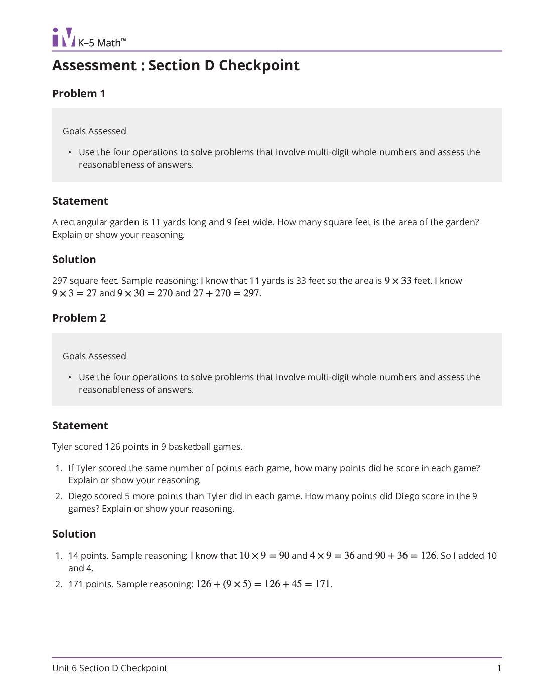 Grade4 6 Section D Checkpoint Teacher Guide