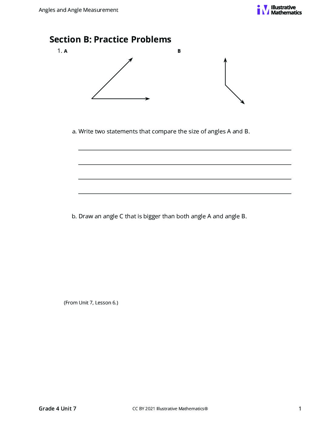Grade4 7 B The Size Of Angles Curated Practice Problem Set