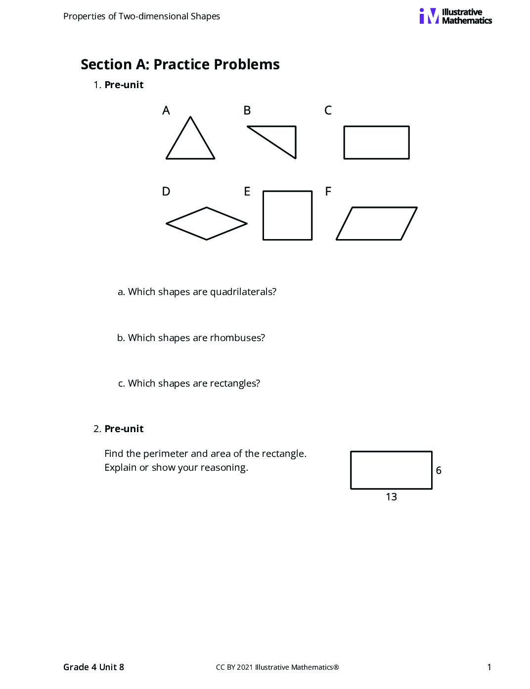 Grade4 8 A Side Lengths, Angles, And Lines Of Symmetry Curated Practice Problem Set