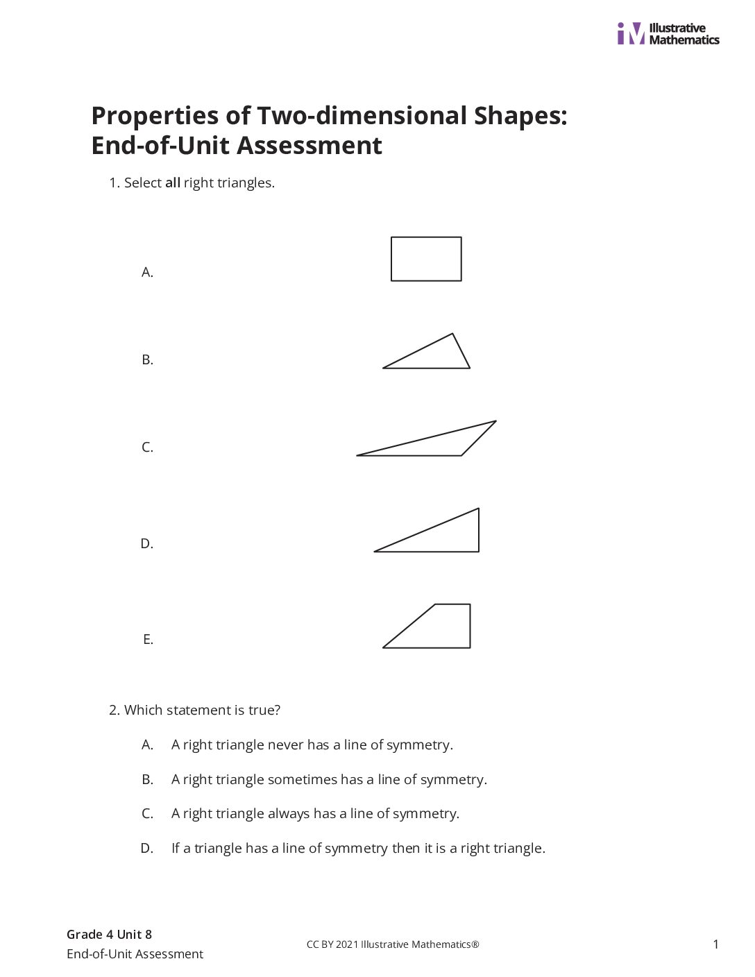 Grade4 8 End Of Unit Assessment Assessment