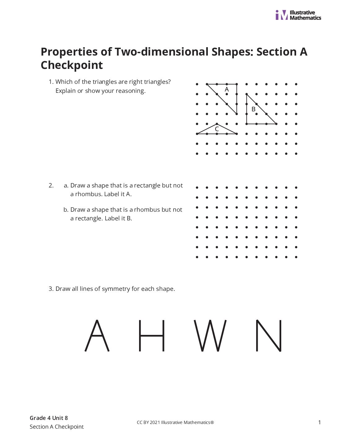 Grade4 8 Section A Checkpoint Assessment