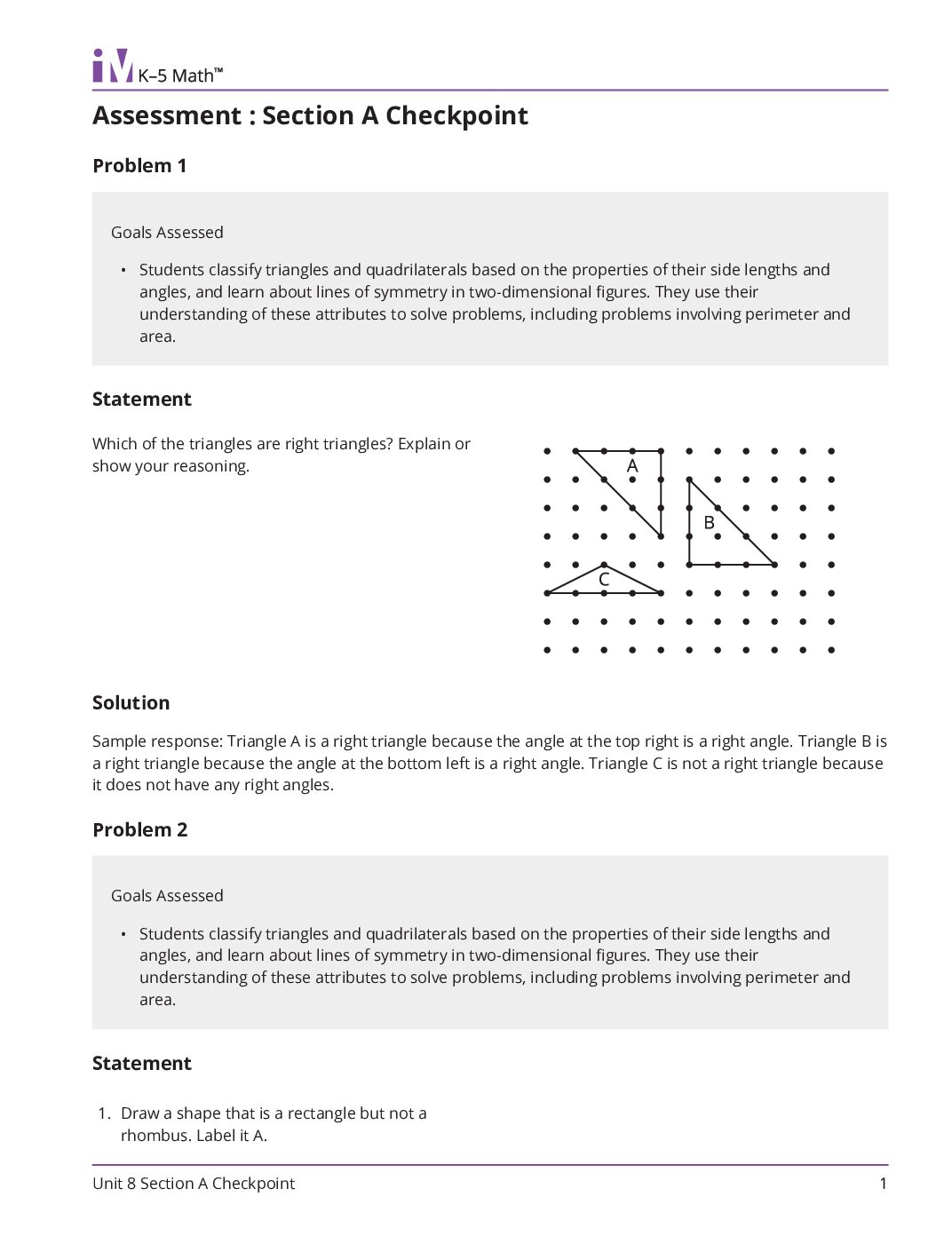 Grade4 8 Section A Checkpoint Teacher Guide