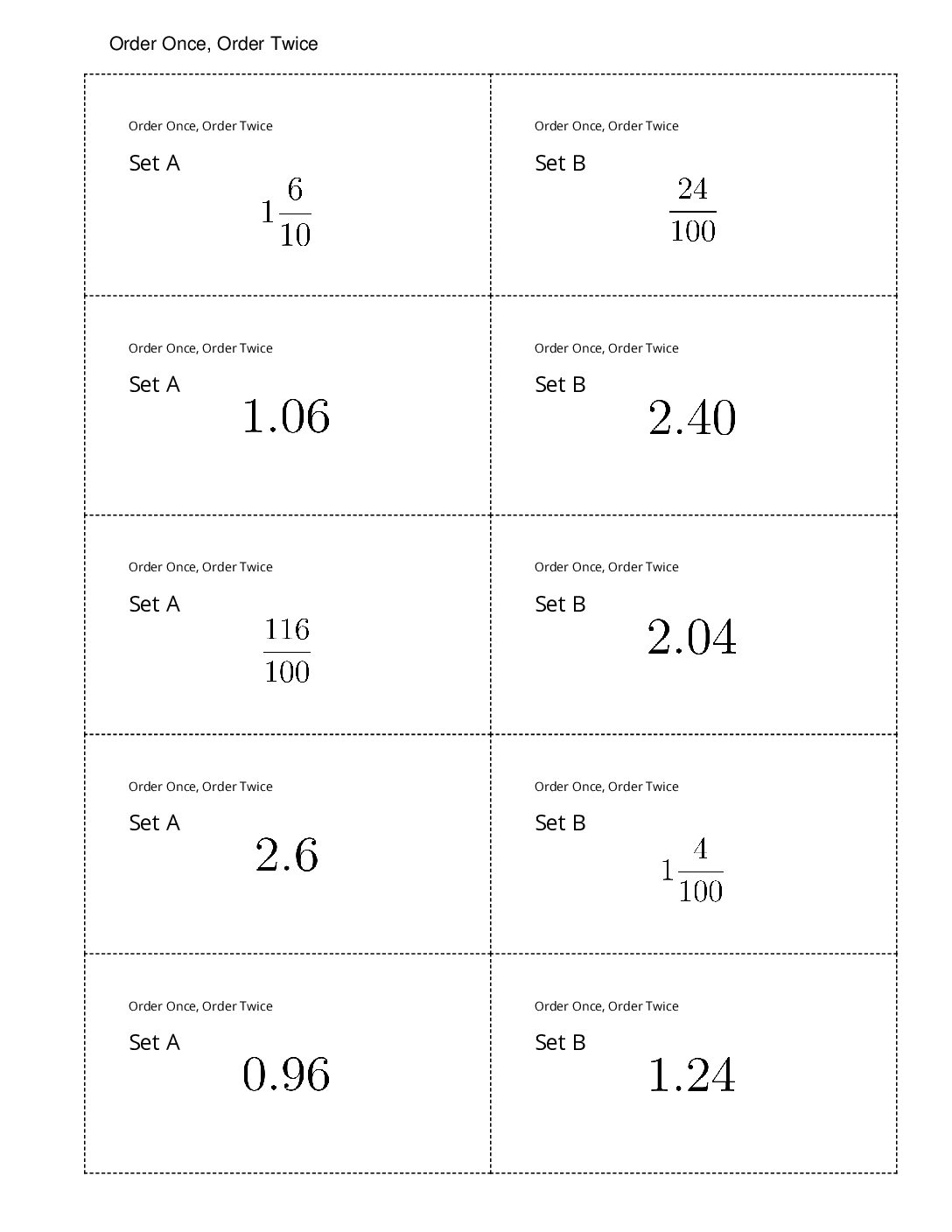 Grade4.4.A5.1 Order Once Order Twice Order Once Order Twice