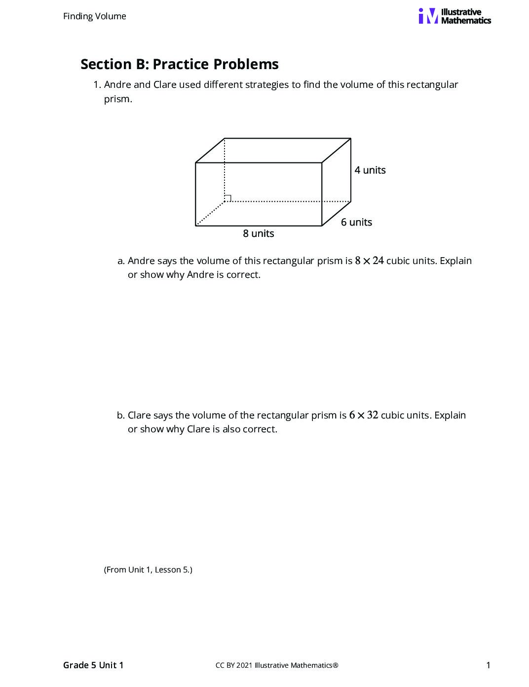 Grade5 1 B Expressions For Finding Volume Curated Practice Problem Set