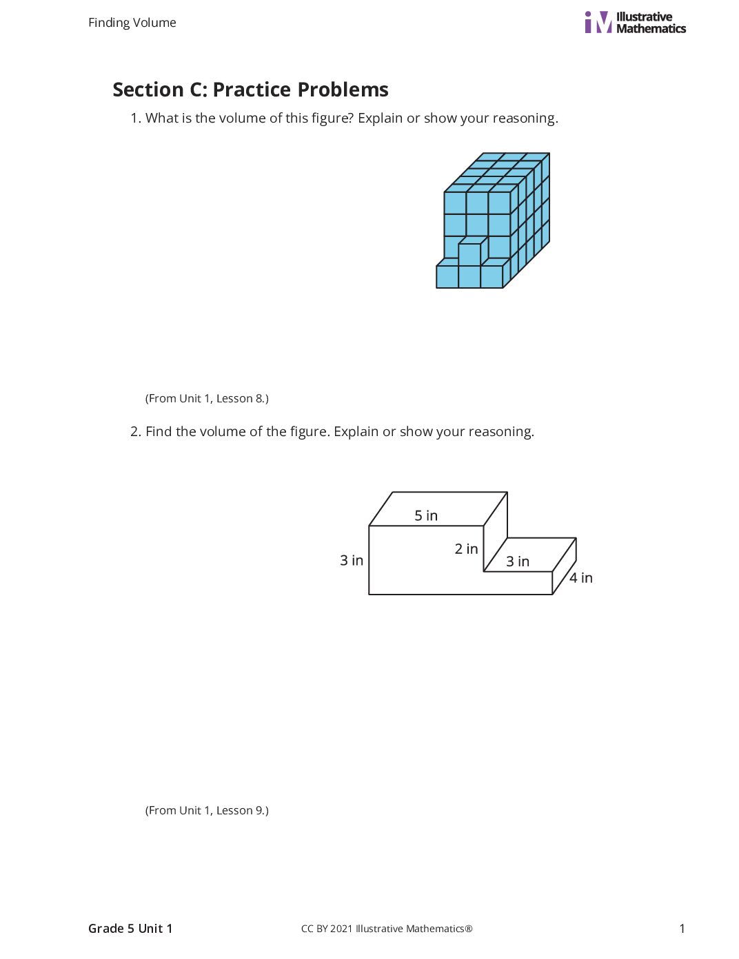 Grade5 1 C Volume Of Solid Figures Curated Practice Problem Set