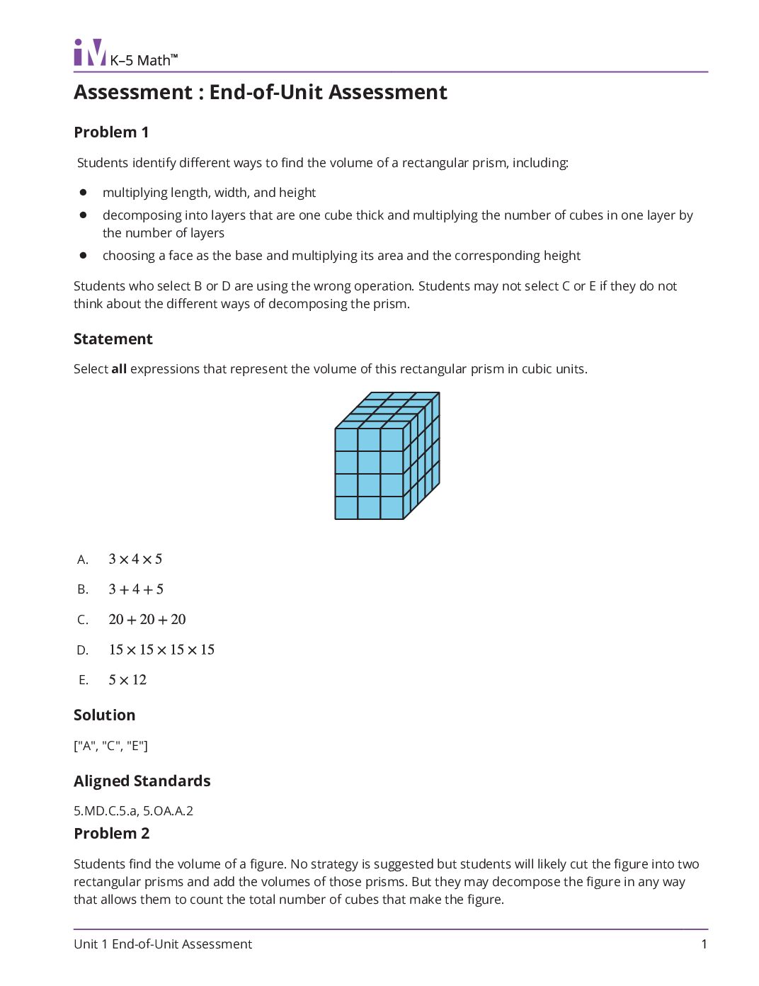 Grade5 1 End Of Unit Assessment Teacher Guide
