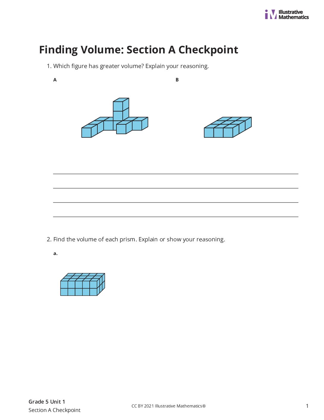 Grade5 1 Section A Checkpoint Assessment